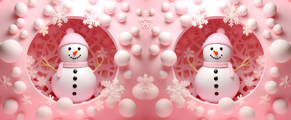 3D "Snowman" Winter Wonderland Mug - Pink & White