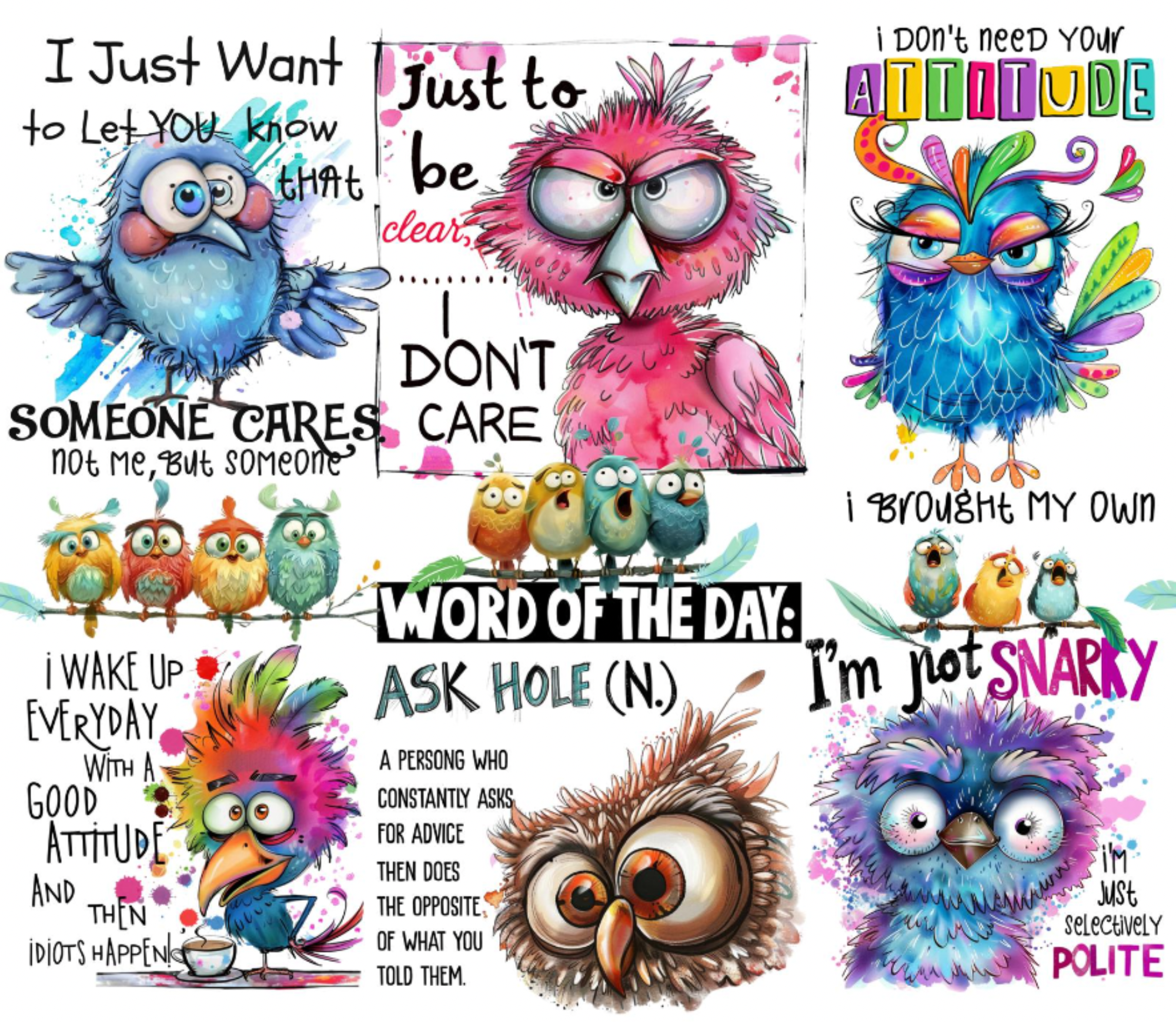 “Birds of Sass” Sarcastic Quote Mug