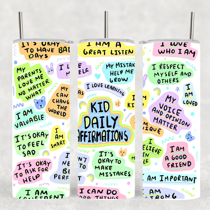 "Kids Daily Affirmations" Tumbler - Positive Mindset & Self-Love