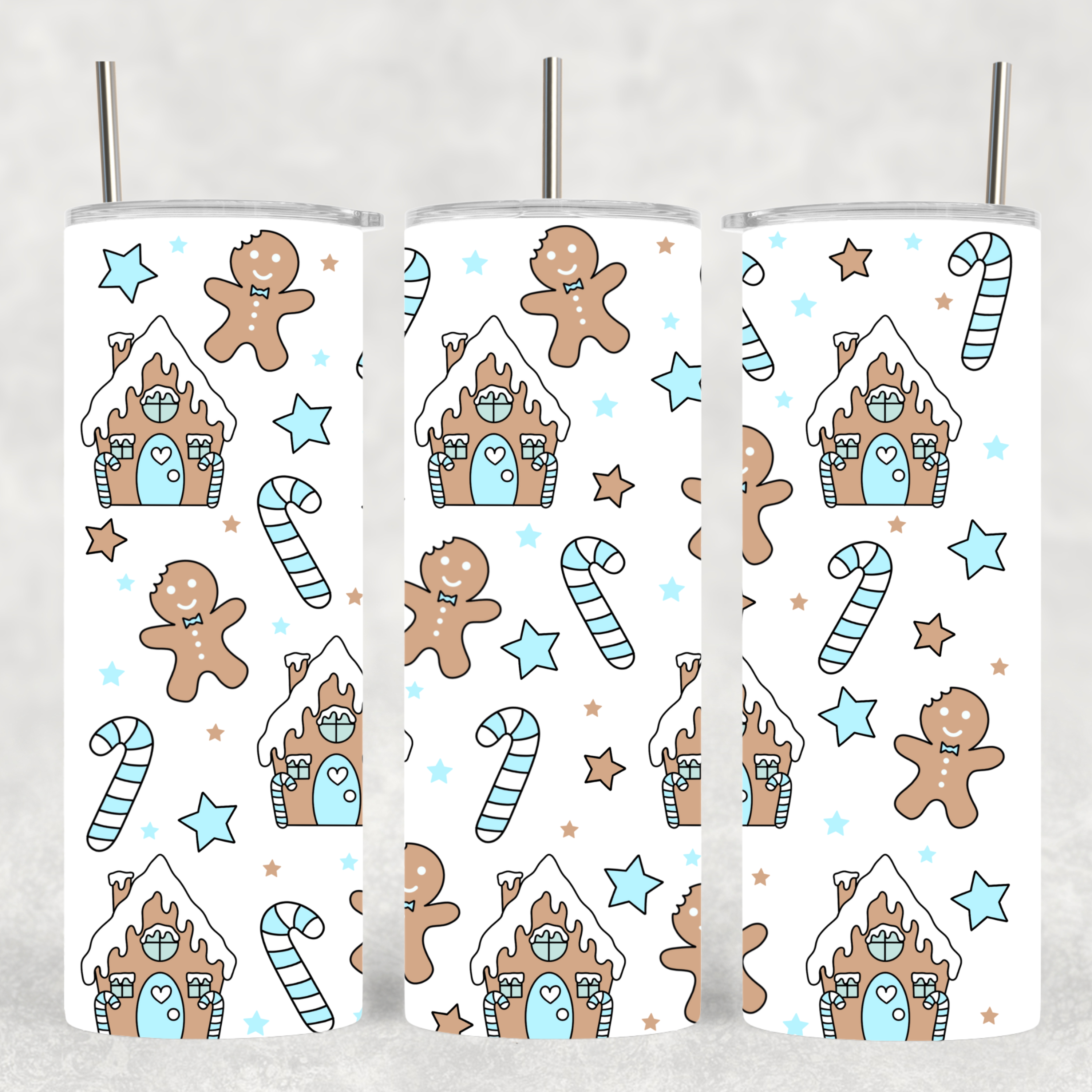 "Gingerbread Dreams" Kids Christmas Tumbler (Blue)