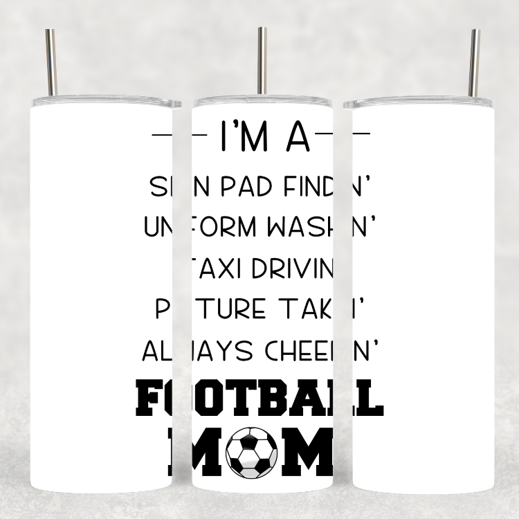 "Football Mom" Tumbler - Funny Sports Mum Gift 20oz