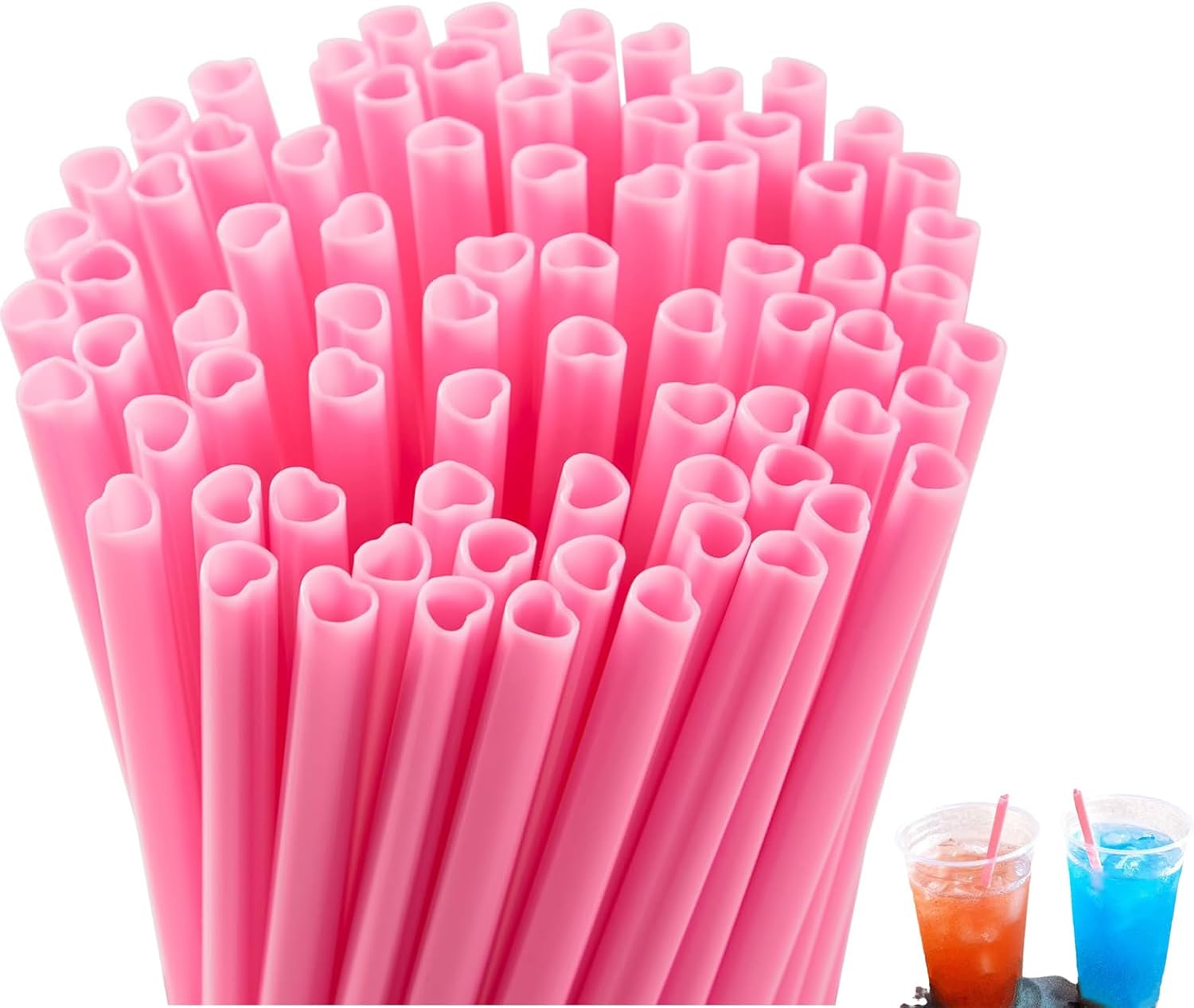 Pink Heart Straw