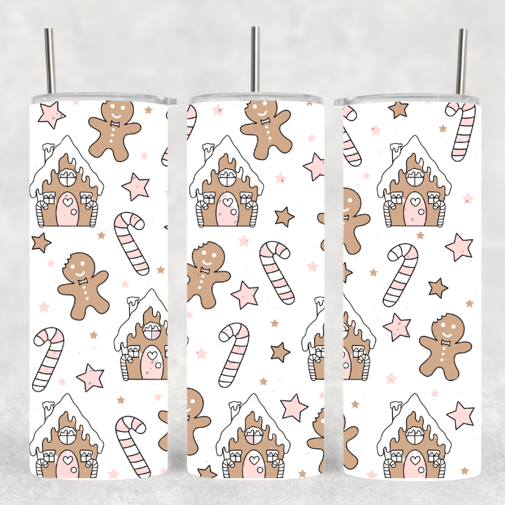 "Gingerbread Dreams" Kids Christmas Tumbler (Pink)