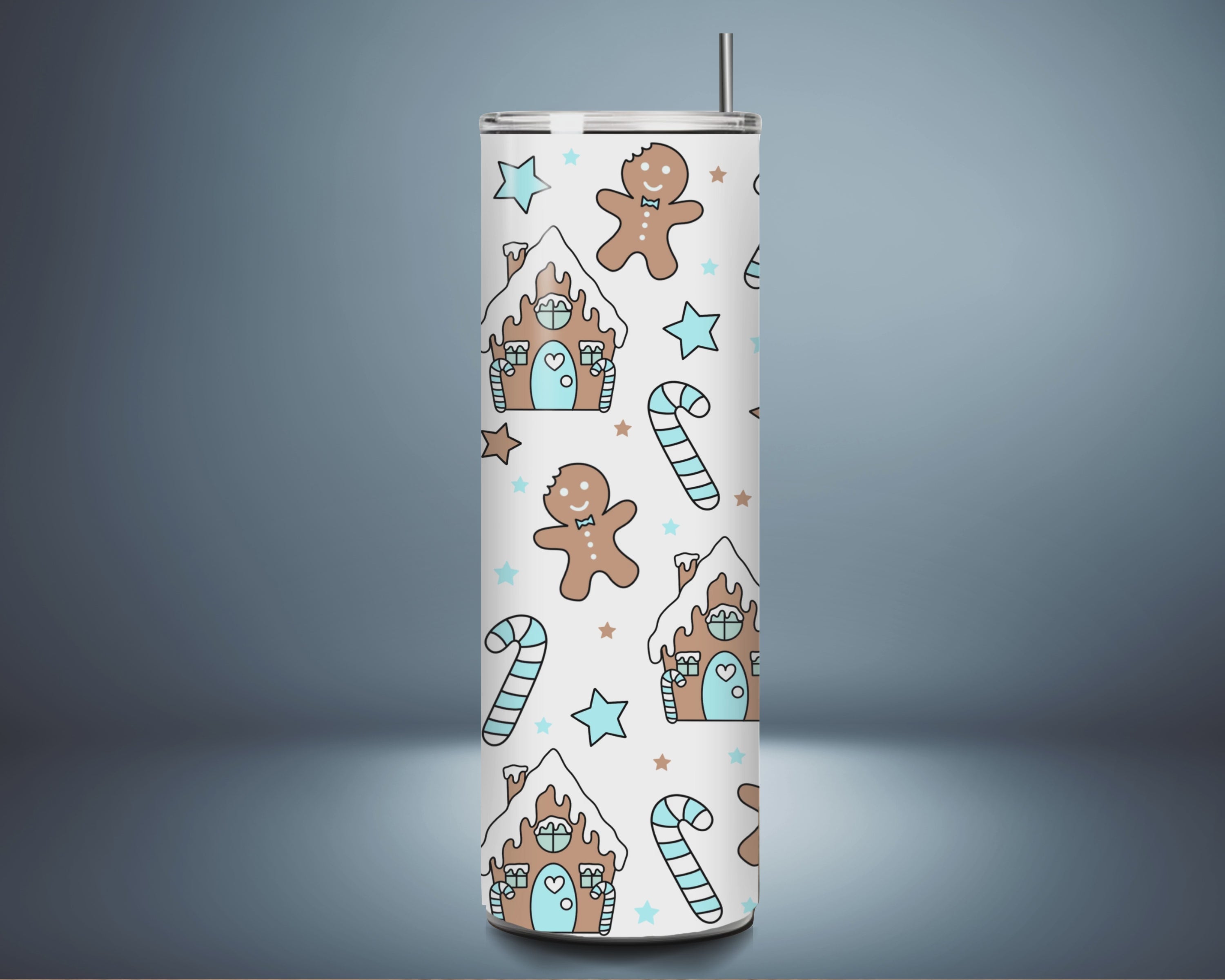 "Gingerbread Dreams" Kids Christmas Tumbler (Blue)